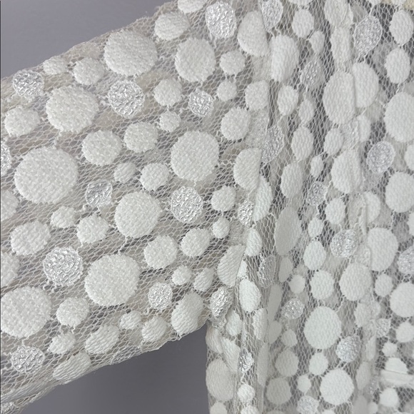 J. Valdi White Polka Dot Lace Long Sleeve Top Size XL - Picture 4 of 11